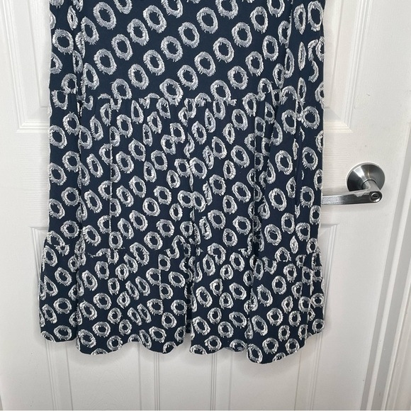 Maeve Lisanne Blue White Textured Circled Mini Dress Boho Flowy Oversized S - Picture 5 of 12